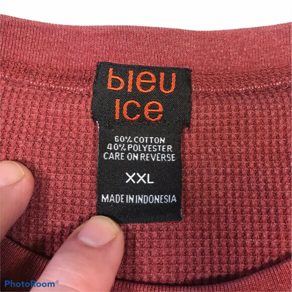 Bleu Ice Mens Sz XXL Shirt Waffle Knit Long Sleeve Crewneck Red New Without Tags - Picture 3 of 11